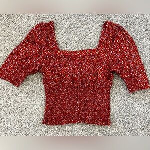 Red floral milkmaid top size xs